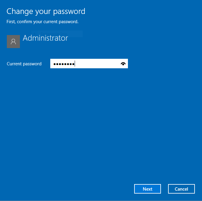 Enter the Existing Password