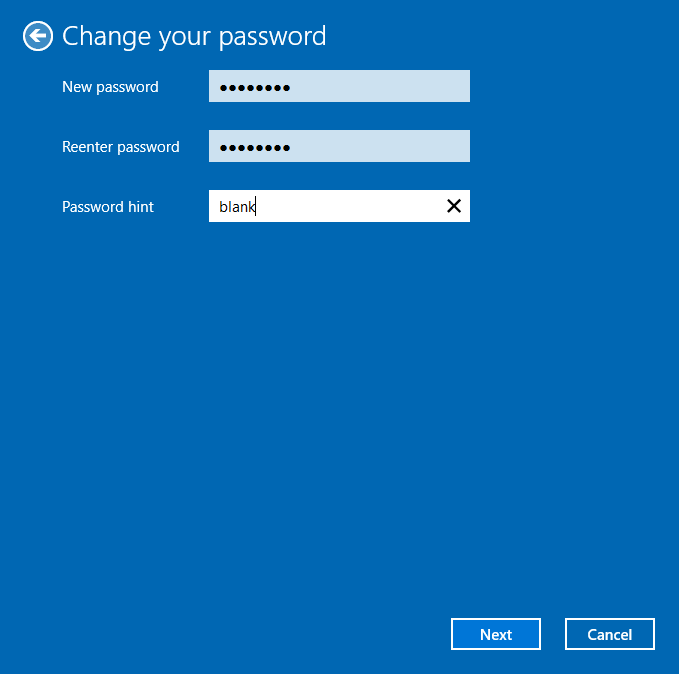 Enter the New Password