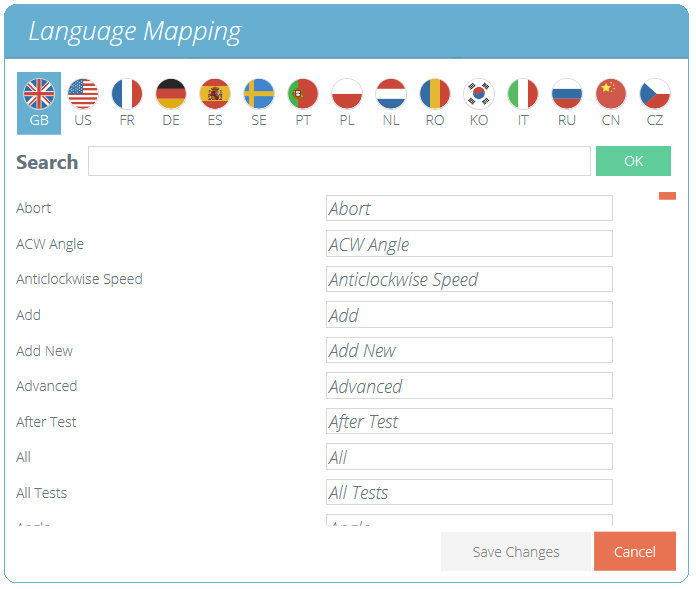 Language Mapping Screen