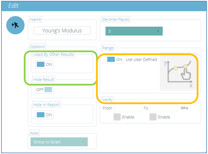 New Young's Modulus Calculation Settings