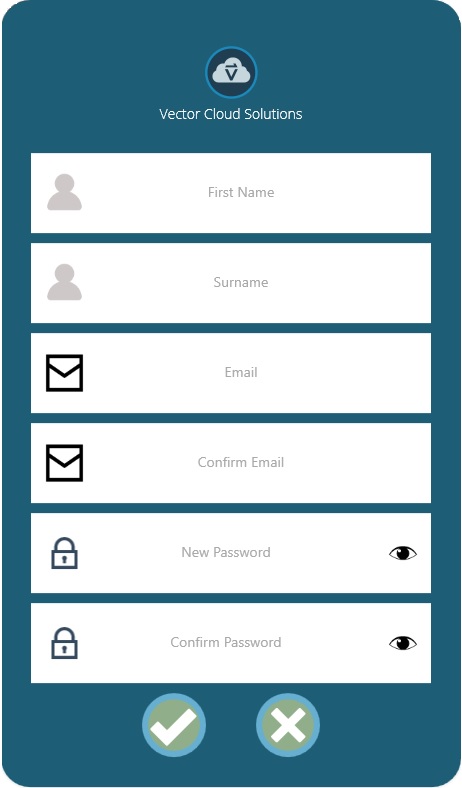 VectorPro Cloud Solutions Create User Screen