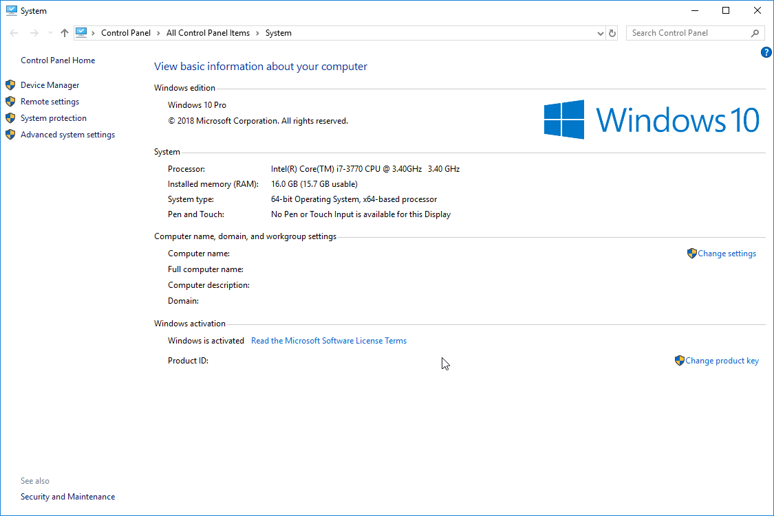 Windows 10 Properties