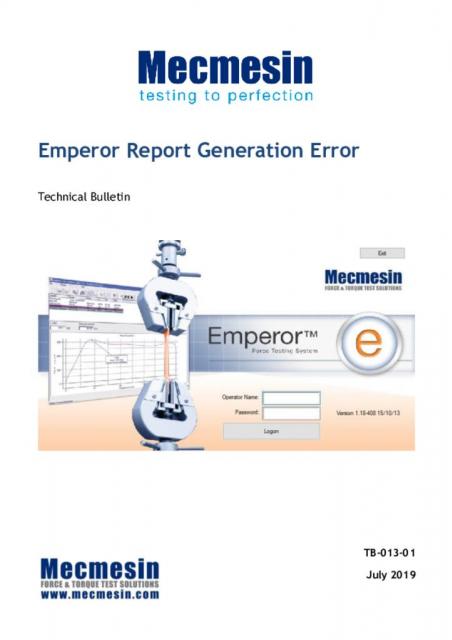 Technical Bulletin - Emperor Crystal Reports Error