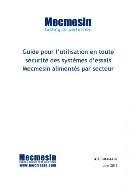 Guide pour l’utilisation en toute sécurité des systèmes d’essais Mecmesin alimentés par secteur