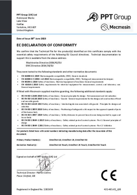 EC Declaration of Conformity
