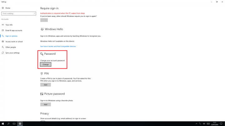 Changing Your Password in Windows 10