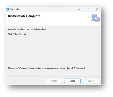 VectorPro software installation